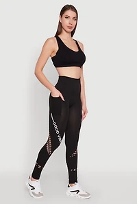 Trendy Good Vibes Graphic Leggings with Booty Lift and Pockets
