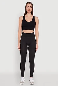 Womens Trendy High Waisted Camo Pocket Laser Cut Leggings, Black,