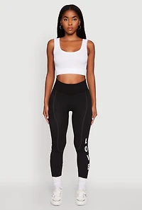 Womens Love Graphic High Waisted Leggings with Cell Phone Pocket, S-M