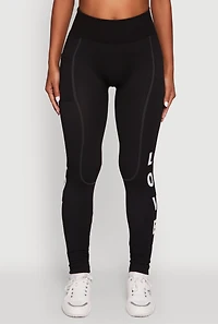 Womens Love Graphic High Waisted Leggings with Cell Phone Pocket, S-M