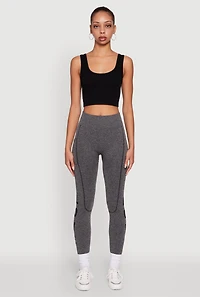 Womens Love Graphic High Waisted Leggings with Cell Phone Pocket, Grey, Size L-XL