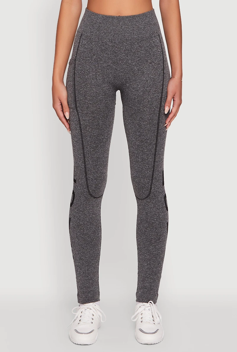 Womens Love Graphic High Waisted Leggings with Cell Phone Pocket, Grey, Size L-XL