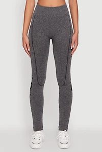 Womens Love Graphic High Waisted Leggings with Cell Phone Pocket, Grey, Size L-XL