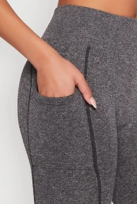 Womens Love Graphic High Waisted Leggings with Cell Phone Pocket, Grey, Size L-XL