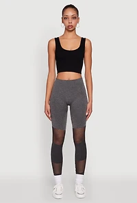 Womens Laser Cut Color Block Leggings with Cell Phone Pocket,