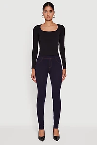 Womens High Waisted Jeggings, Blue, Size L-XL