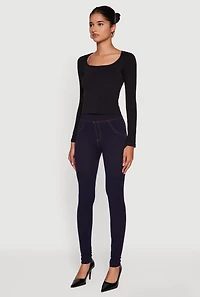 Womens High Waisted Jeggings, Blue, Size L-XL