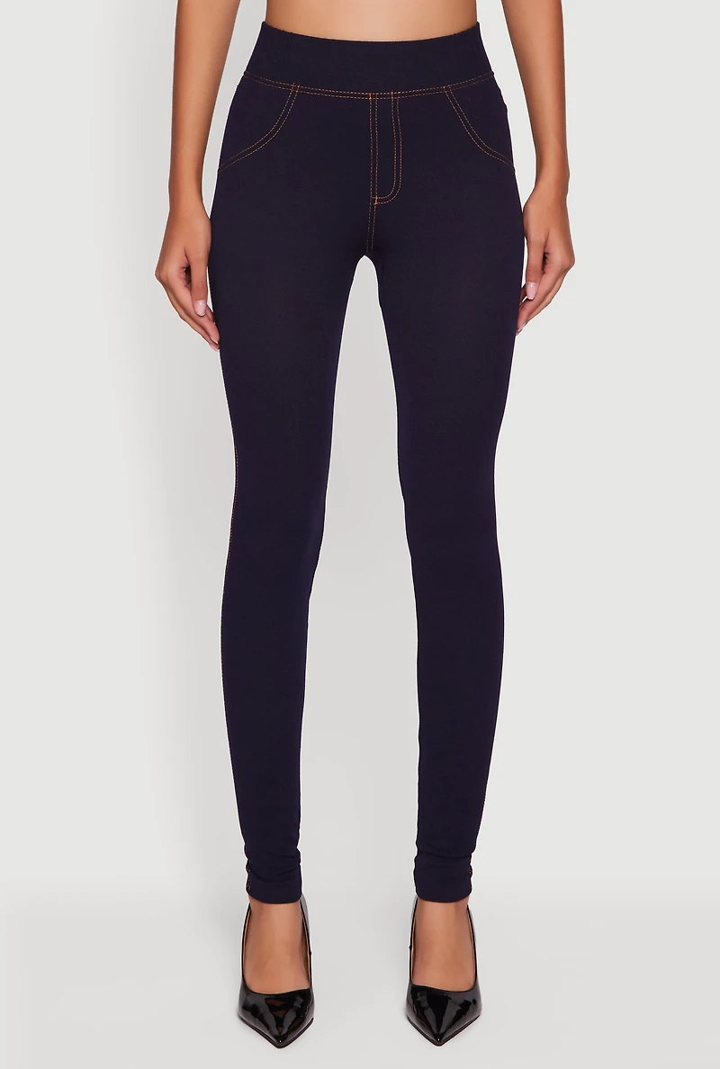 Womens High Waisted Jeggings, Blue, Size L-XL