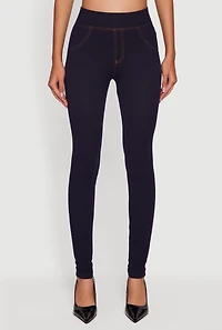 Womens High Waisted Jeggings, Blue, Size L-XL