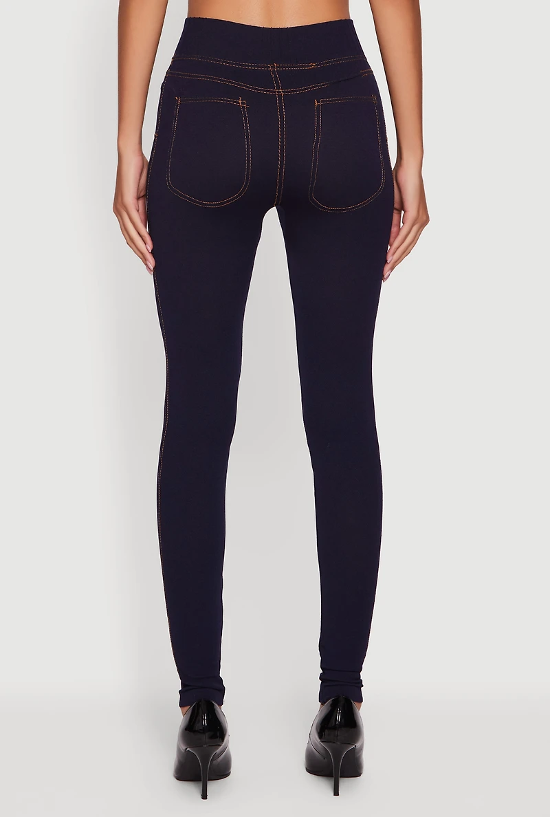 Womens High Waisted Jeggings, Blue, Size L-XL