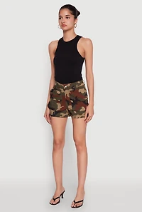 Womens Stylish Camo Cargo Shorts with Stretch for Comfortable Fit, Green, Size L