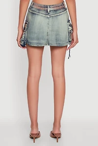 Womens Trendy Acid Wash High Waisted Denim Mini Skirt, Multi,