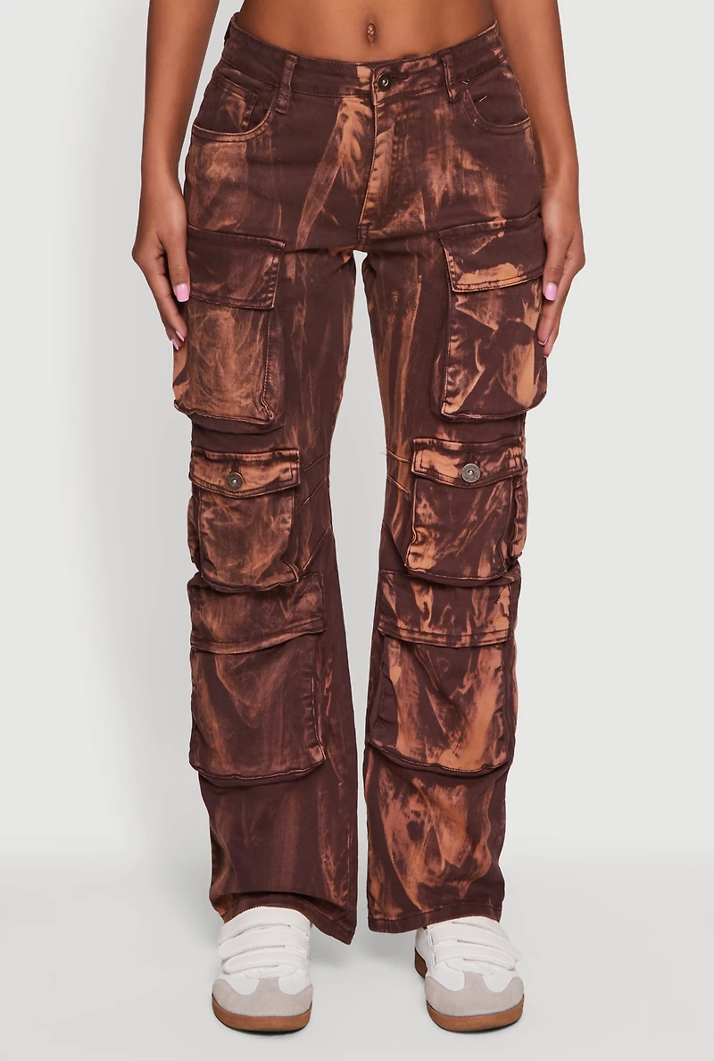 Tie Dye Straight Leg Utility Jeans