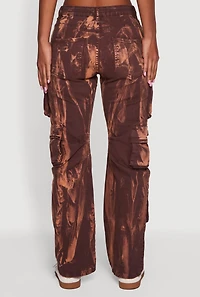 Womens Tie Dye Straight Leg Utility Jeans, Brown, Size M