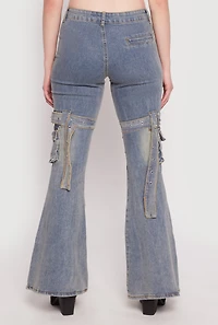 Womens Spoon Jeans Buckle Detail Flare Jeans, Blue, Size 3