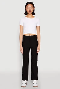 Womens Toggle Drawstring Hem Utility Pants, Black, Size M