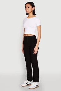 Womens Toggle Drawstring Hem Utility Pants,
