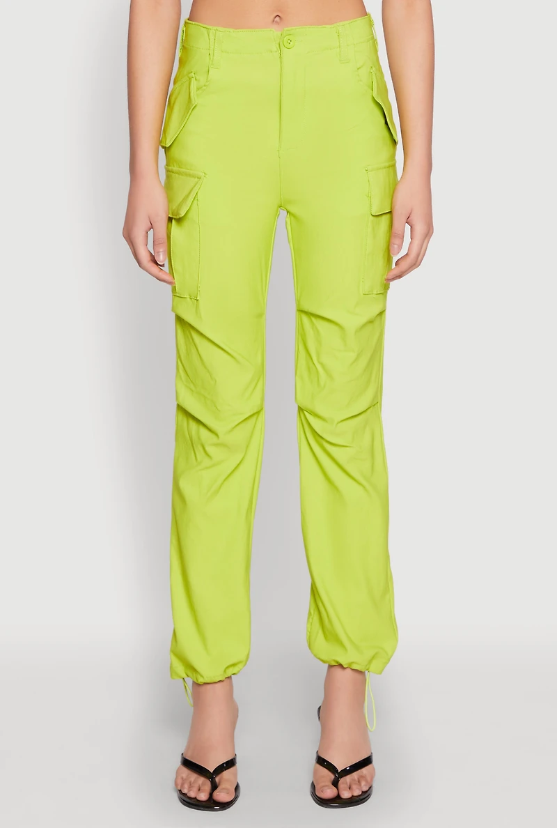 Womens Toggle Drawstring Hem Utility Pants, Green, Size XL