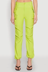 Womens Toggle Drawstring Hem Utility Pants, Green, Size XL