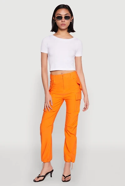 Womens Toggle Drawstring Hem Utility Pants,