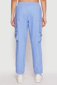 Womens Contrast Piping Hyperstretch Cargo Joggers, Blue, Size XL