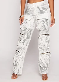 Paint Splatter Zip Cargo Pants