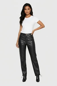 Fleece Lined Faux Leather Joggers