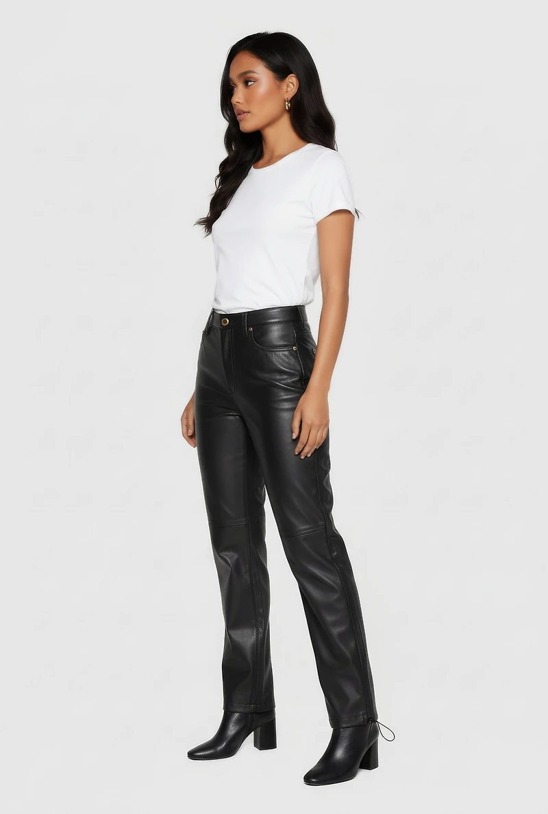 Fleece Lined Faux Leather Joggers