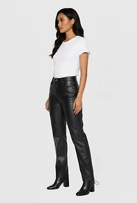 Fleece Lined Faux Leather Joggers