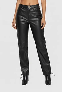 Fleece Lined Faux Leather Joggers