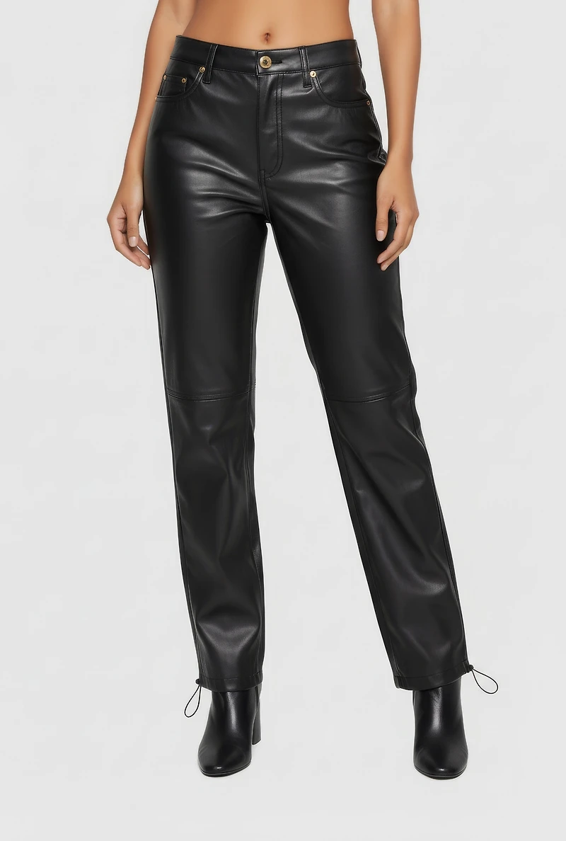 Fleece Lined Faux Leather Joggers