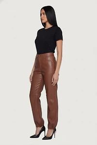 Fleece Lined Faux Leather Joggers