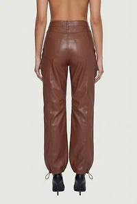 Fleece Lined Faux Leather Joggers