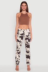 Womens Printed Pattern Stacked Cargo Pants, Multi,