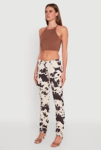 Womens Printed Pattern Stacked Cargo Pants, Multi,