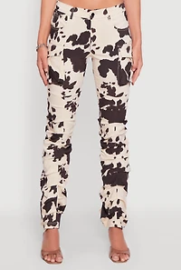 Womens Printed Pattern Stacked Cargo Pants, Multi,