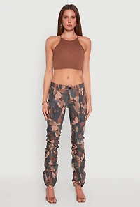 Womens Printed Pattern Stacked Cargo Pants, Multi,