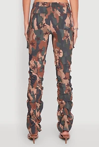 Womens Printed Pattern Stacked Cargo Pants, Multi,