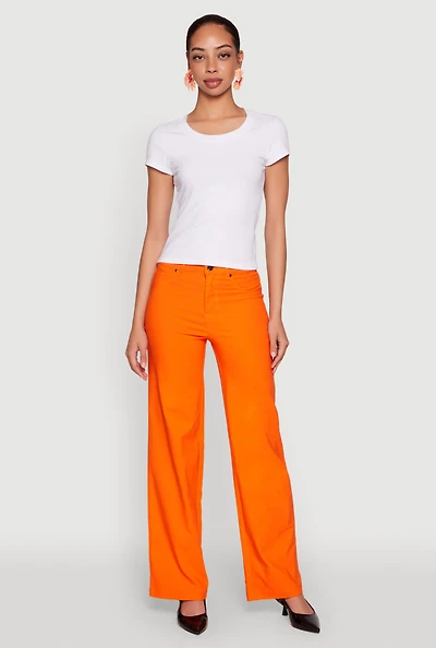 Womens Hyperstretch Straight Leg Pants, Orange, Size L