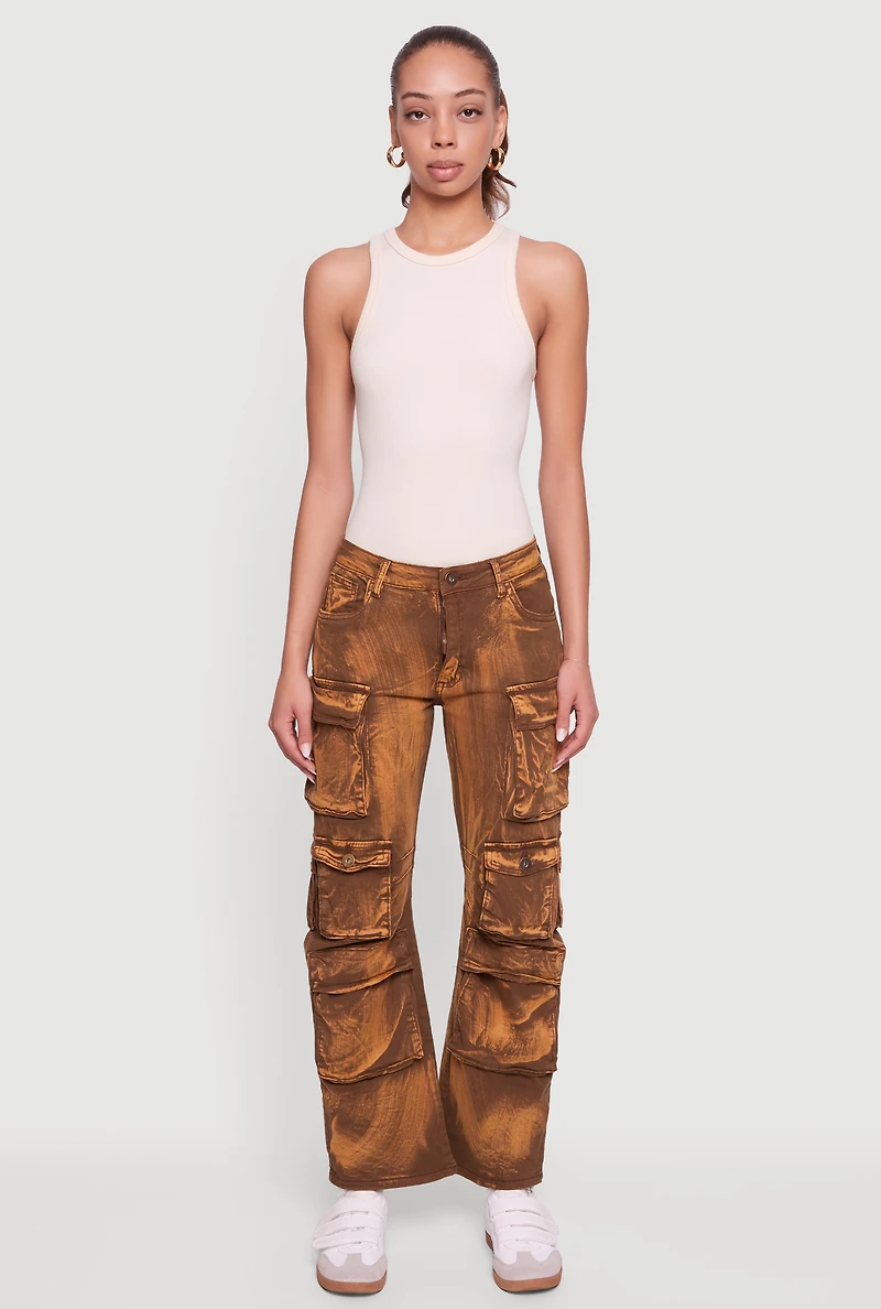 Acid Wash Straight Leg Utility Jeans