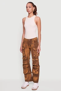 Acid Wash Straight Leg Utility Jeans