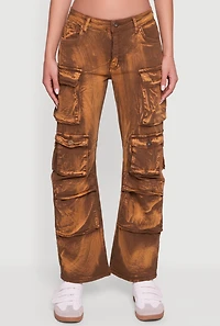 Acid Wash Straight Leg Utility Jeans