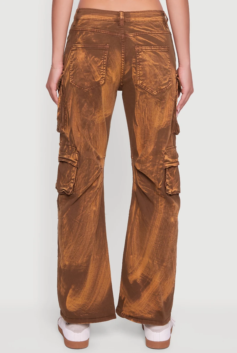Acid Wash Straight Leg Utility Jeans