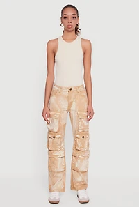 Acid Wash Straight Leg Utility Jeans