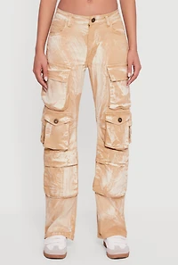 Acid Wash Straight Leg Utility Jeans