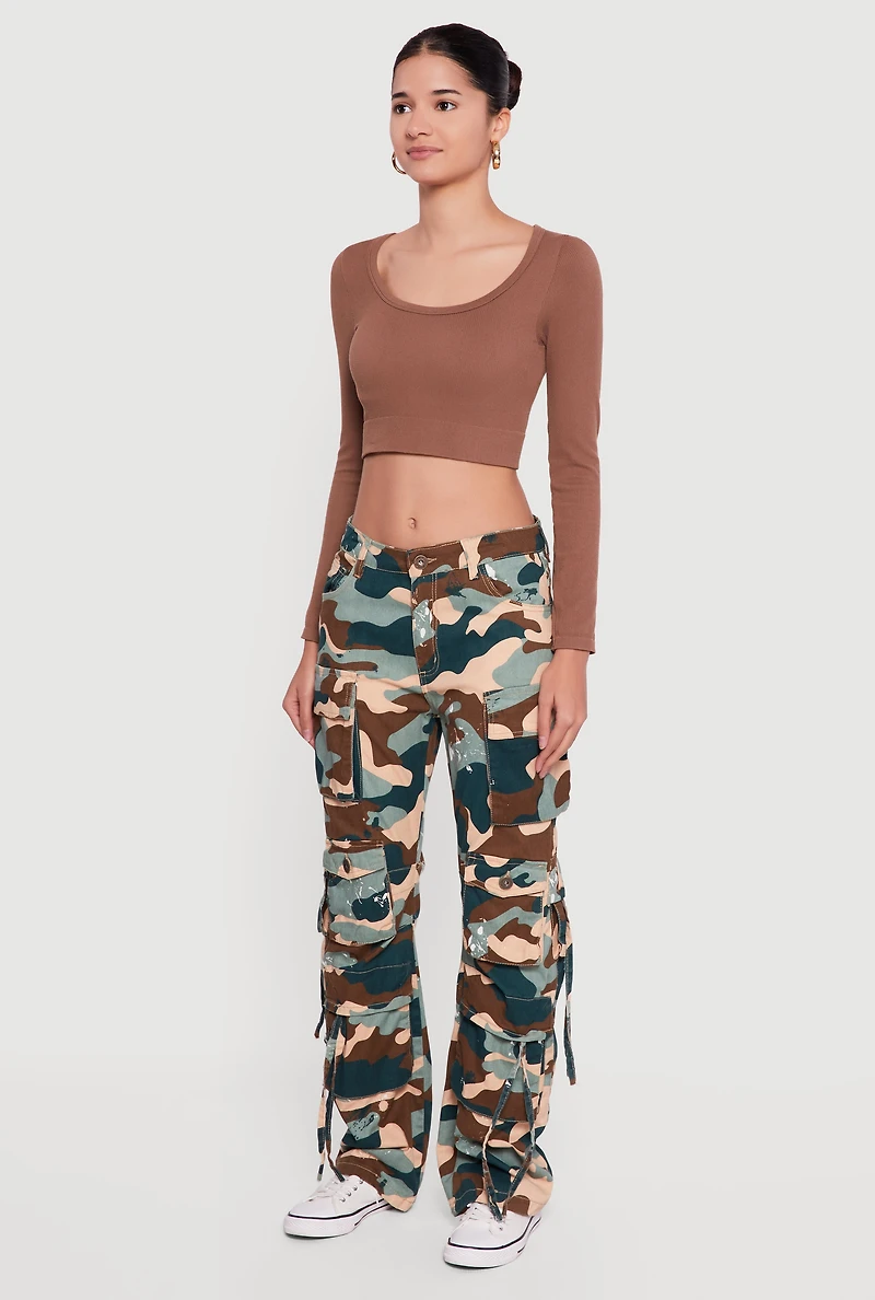 Camo Twill Straight Leg Utility Pants