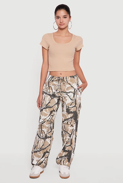 Womens Hunter Camo Hyper Stretch Drawstring Waist Joggers, Multi,