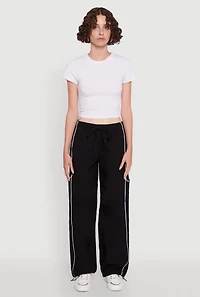 Womens Hyper Stretch Contrast Piping Track Pants,