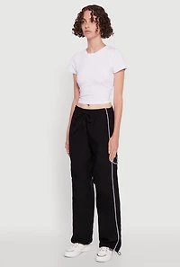 Womens Hyper Stretch Contrast Piping Track Pants,