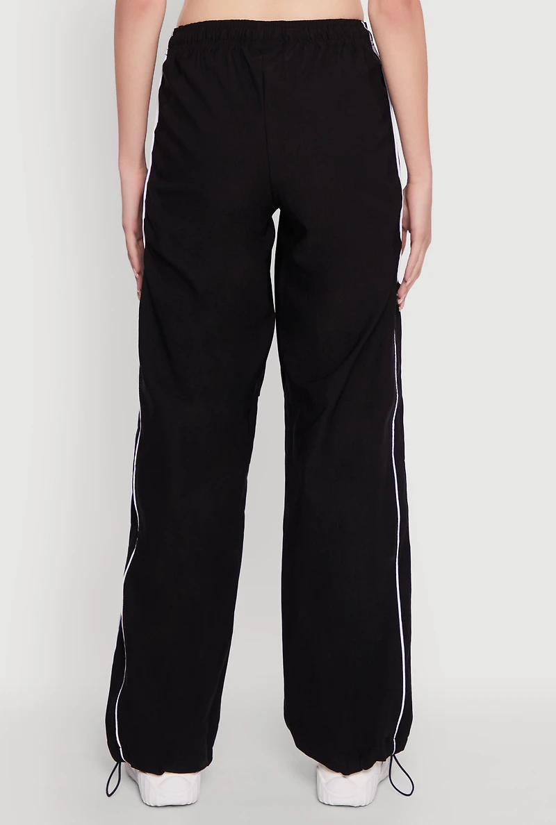 Womens Hyper Stretch Contrast Piping Track Pants, Black,